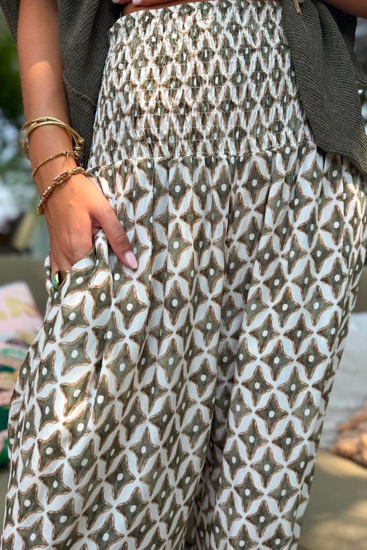 Ren Tiles of Marrakesh Shirring Cuff Pant Khaki
